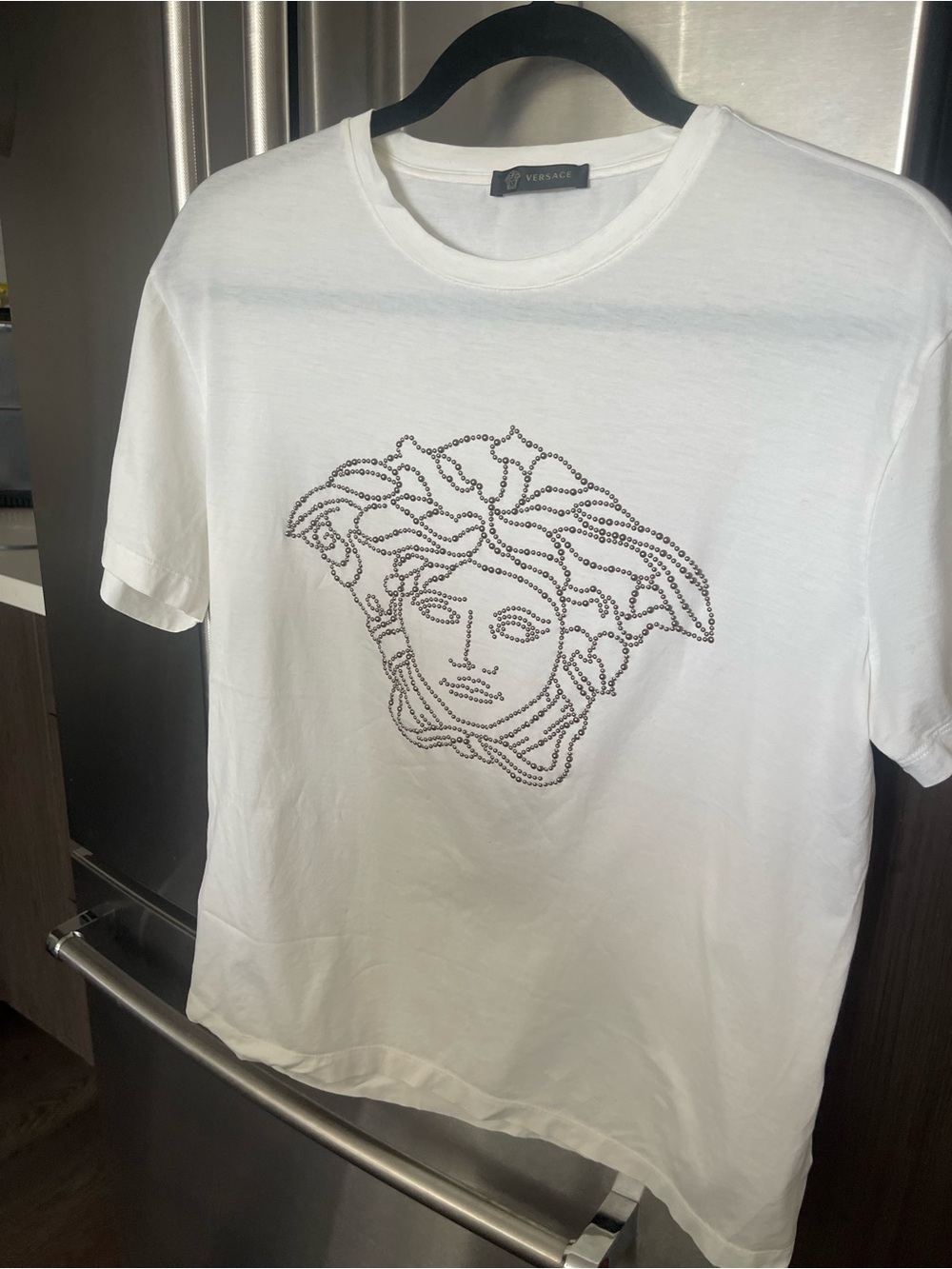 Versace Cream Logo Tag Cotton Tee